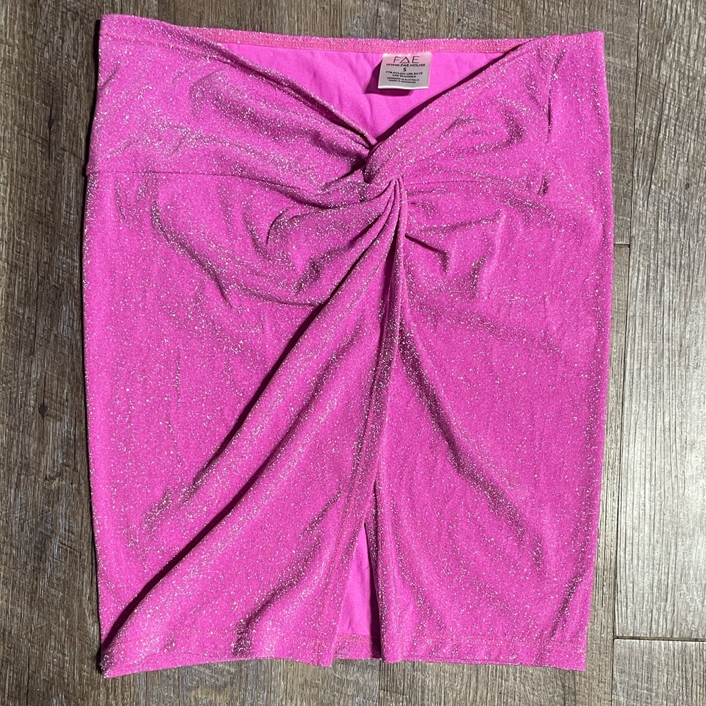 Fae House Shimmery Glitter Pink Split Mini Skirt Revolve